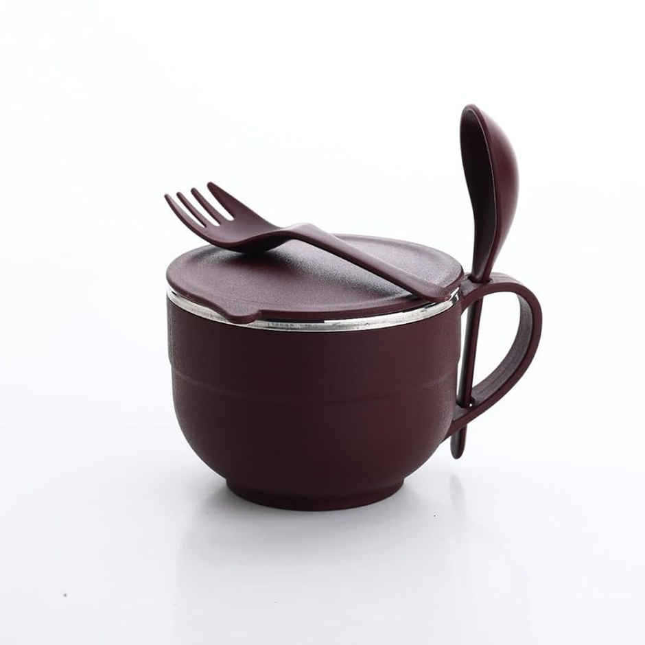 Ganesh Stainless Steel Noodle&Soup Bowl With Handle&Spoon