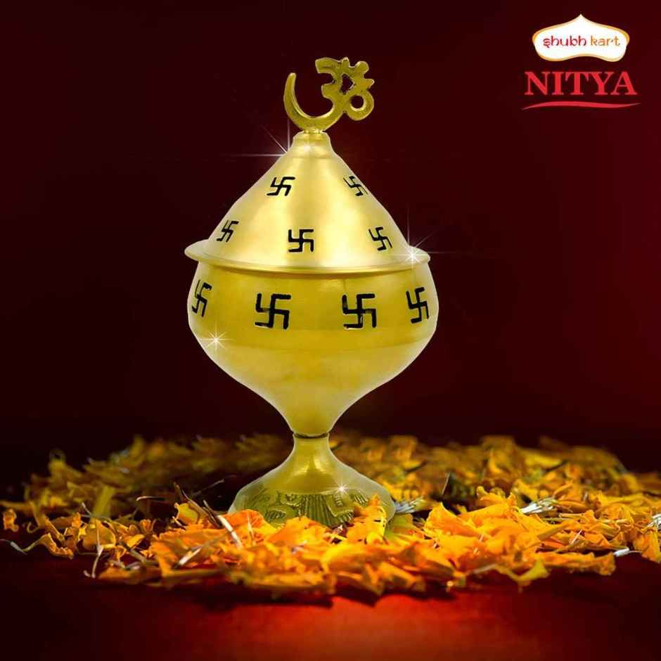 Nitya Brass Omkareshwar Akhand Deep | Gold | Akhand Diya | Shubhkart