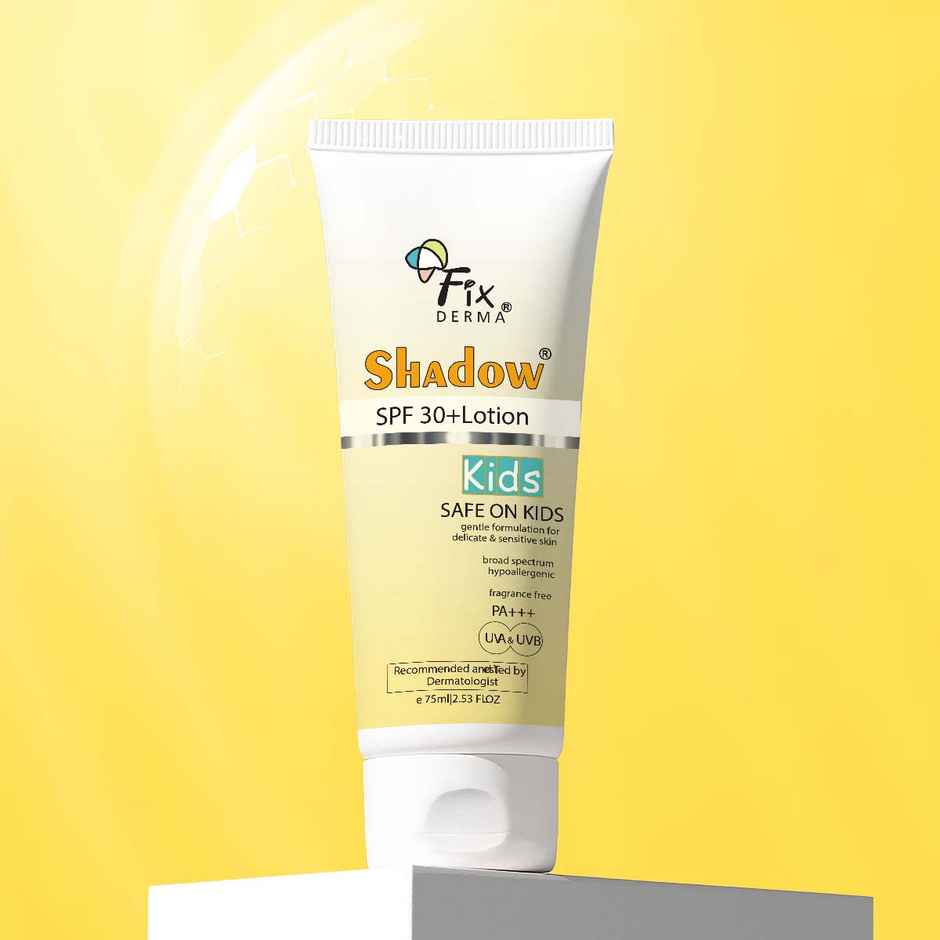 Fixderma Shadow Kids Sunscreen SPF 30+ PA+++ Lotion, Lightweight, UVA-UVB Protection