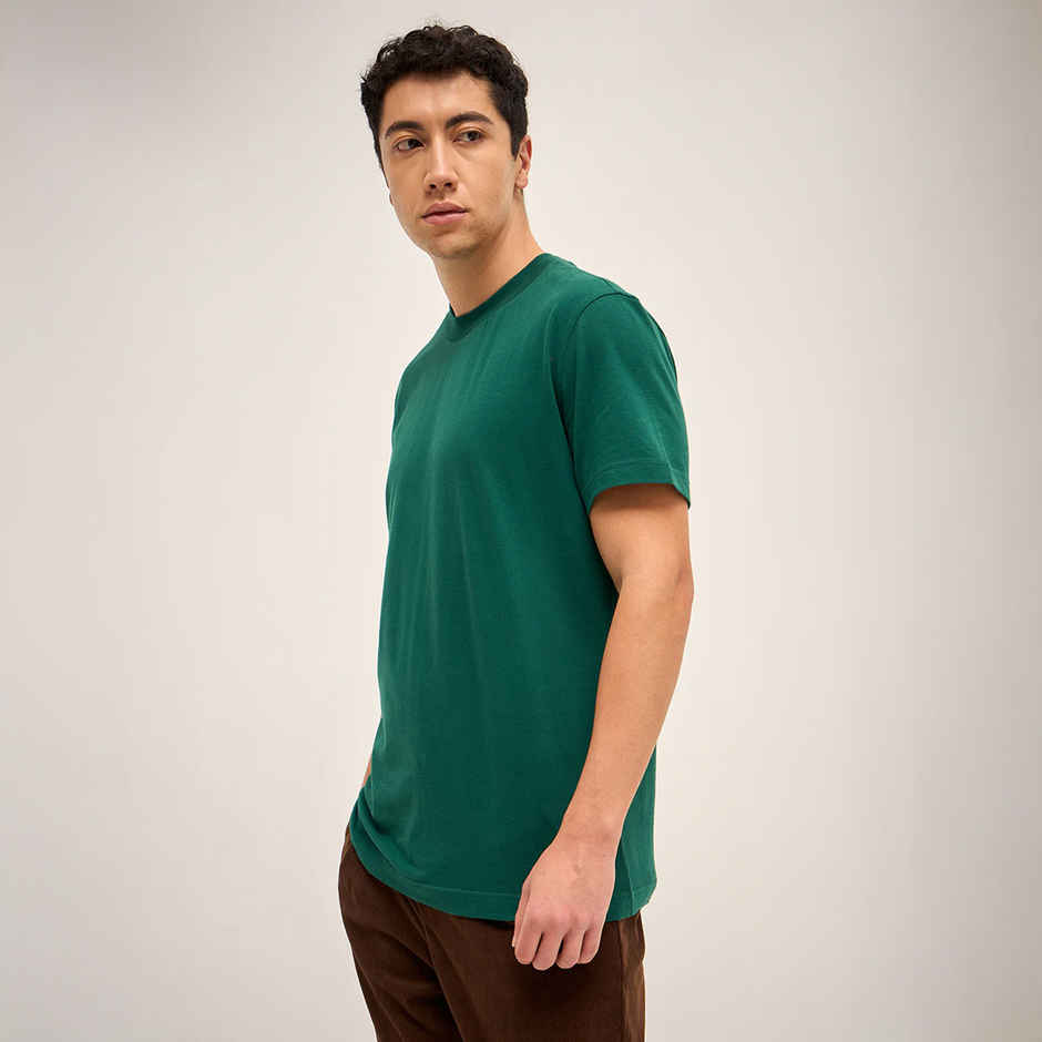 The Bear House Men Relax Fit Solid T-shirt - Grelaro | Bottle Green | XXL