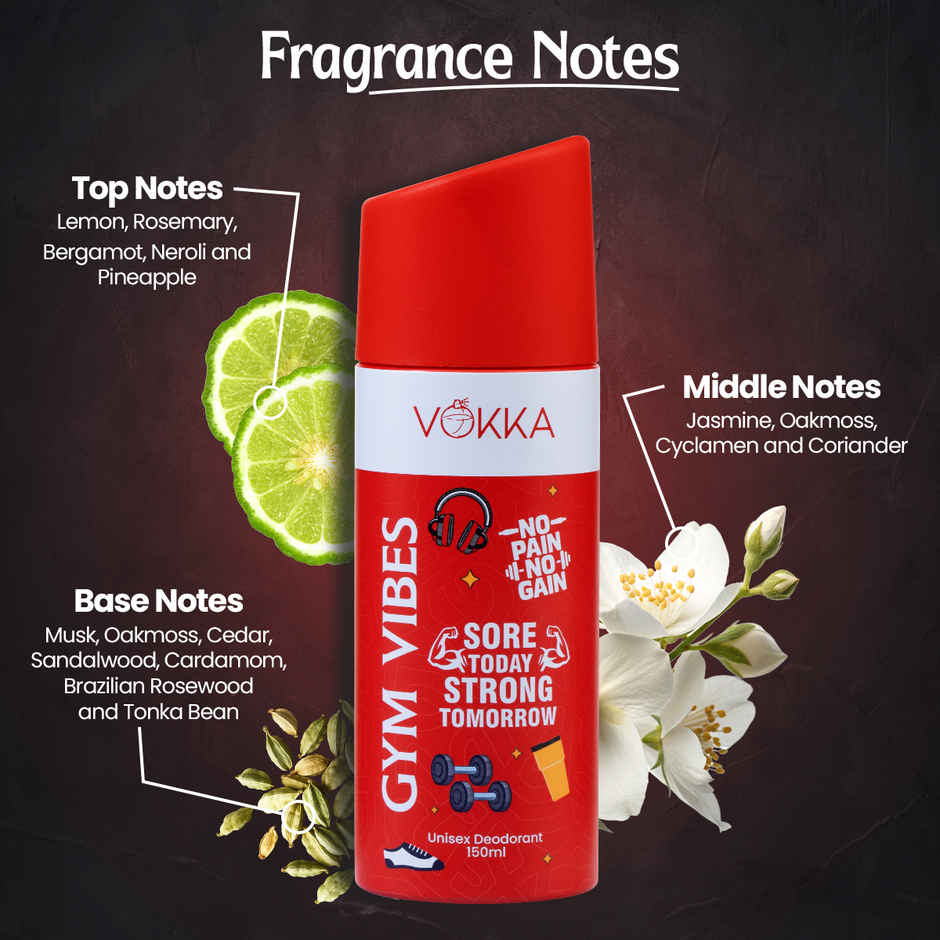 Vokka Gym Vibes Deodorant Body Spray Unisex Long Lasting