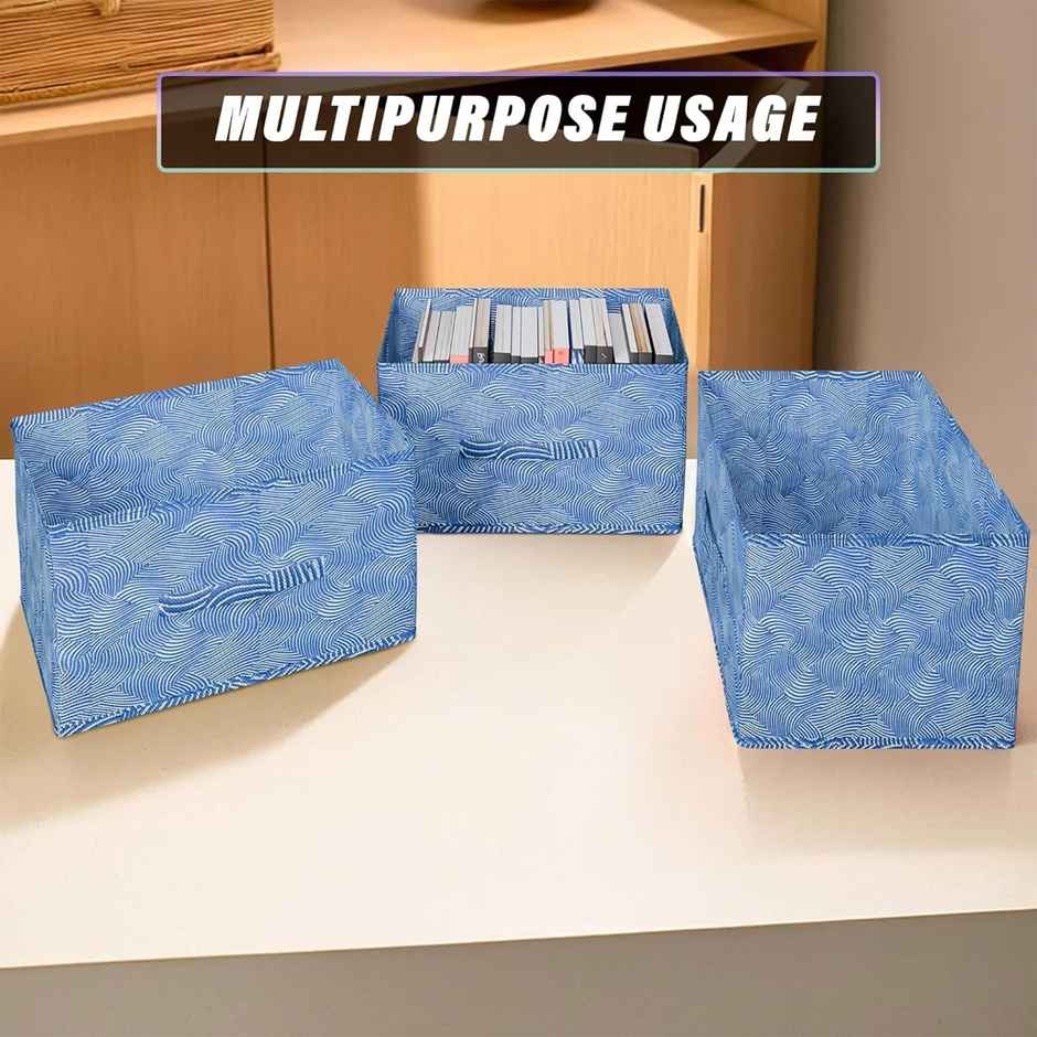 Kuber Industries Laheriya Print Non-Woven Drawer Storage & Clothes Organizer | Blue