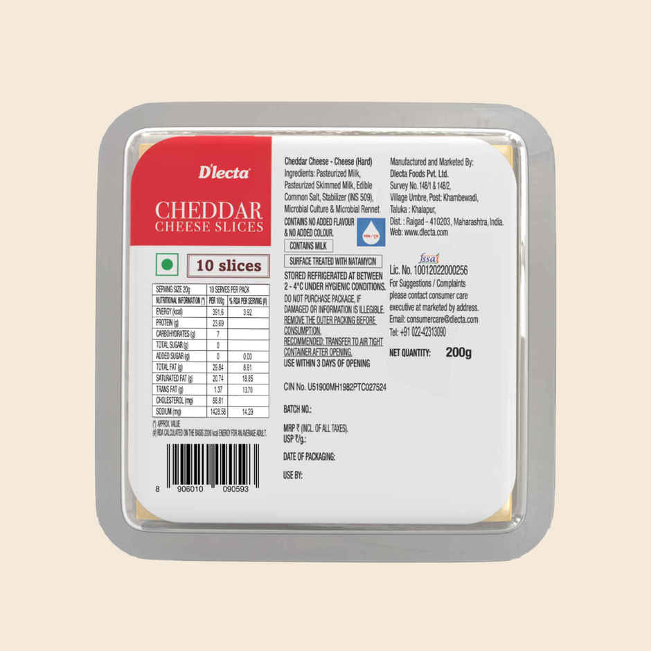 Dlecta Real Cheddar Cheese Slices