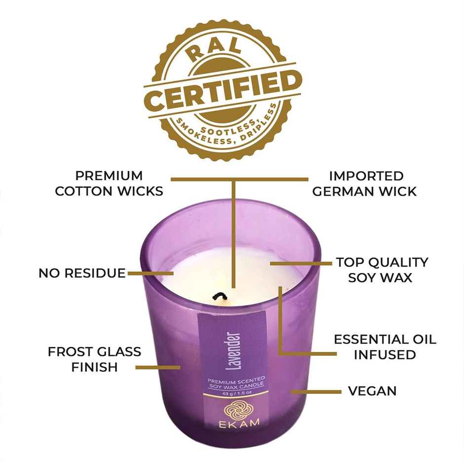Ekam Scented Soy Votive Candle-4Pc Mahogany | Lavender | Rose | Vanilla | Home Decor