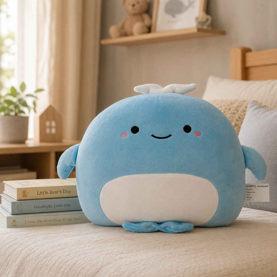 Zoowee Premium Whale Plush Pillow Soft Toy | 44 cm | Blue