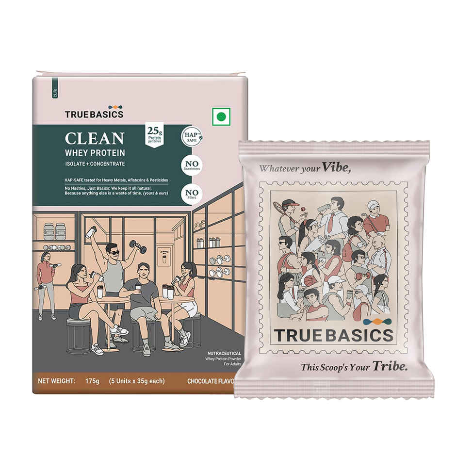 TrueBasics Clean Whey Protein Powder Isolate & Concentrate Blend (Chocolate )