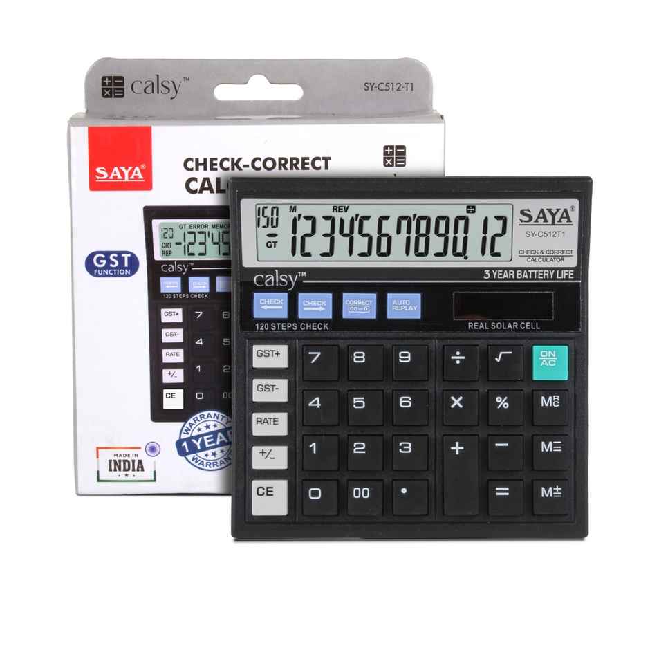 Saya Calsy Basic Check & Correct Desktop Calculator for Office, School & Home Use | SY-C512T1
