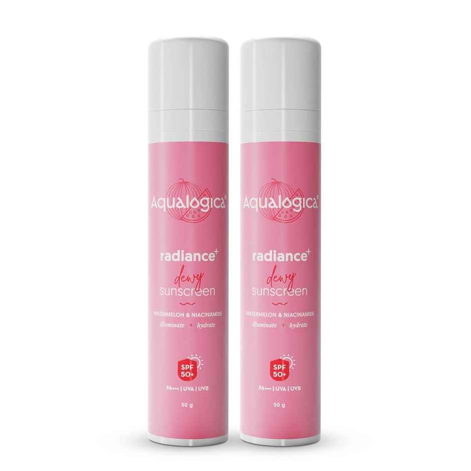 Aqualogica Radiance+ Dewy Sunscreen Gel with Watermelon & Niacinamide - SPF 50+ & PA+++ Combo