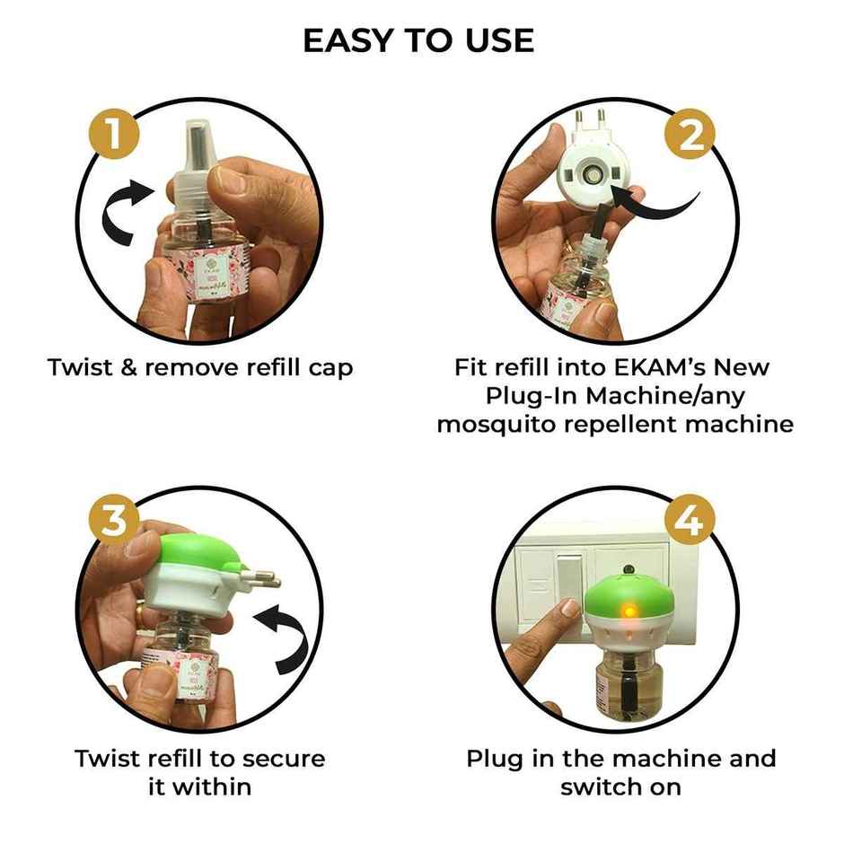 Ekam White Tea & Peony Scented Plug In Air Freshener Kit | 1 x Machine + 1 x Refill Bottle