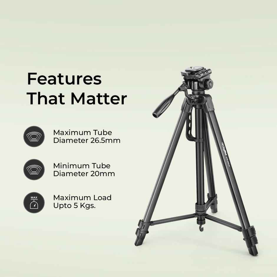 Digitek Dtr 550 Lw 67Inch Foldable Tripod Stand With Phone Holder 360� Ball Head,5Kg Load Capacity