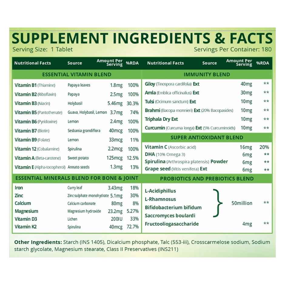 Himalayan Organics Immunity Multivitamin With Probiotics 180 VEG Tablets