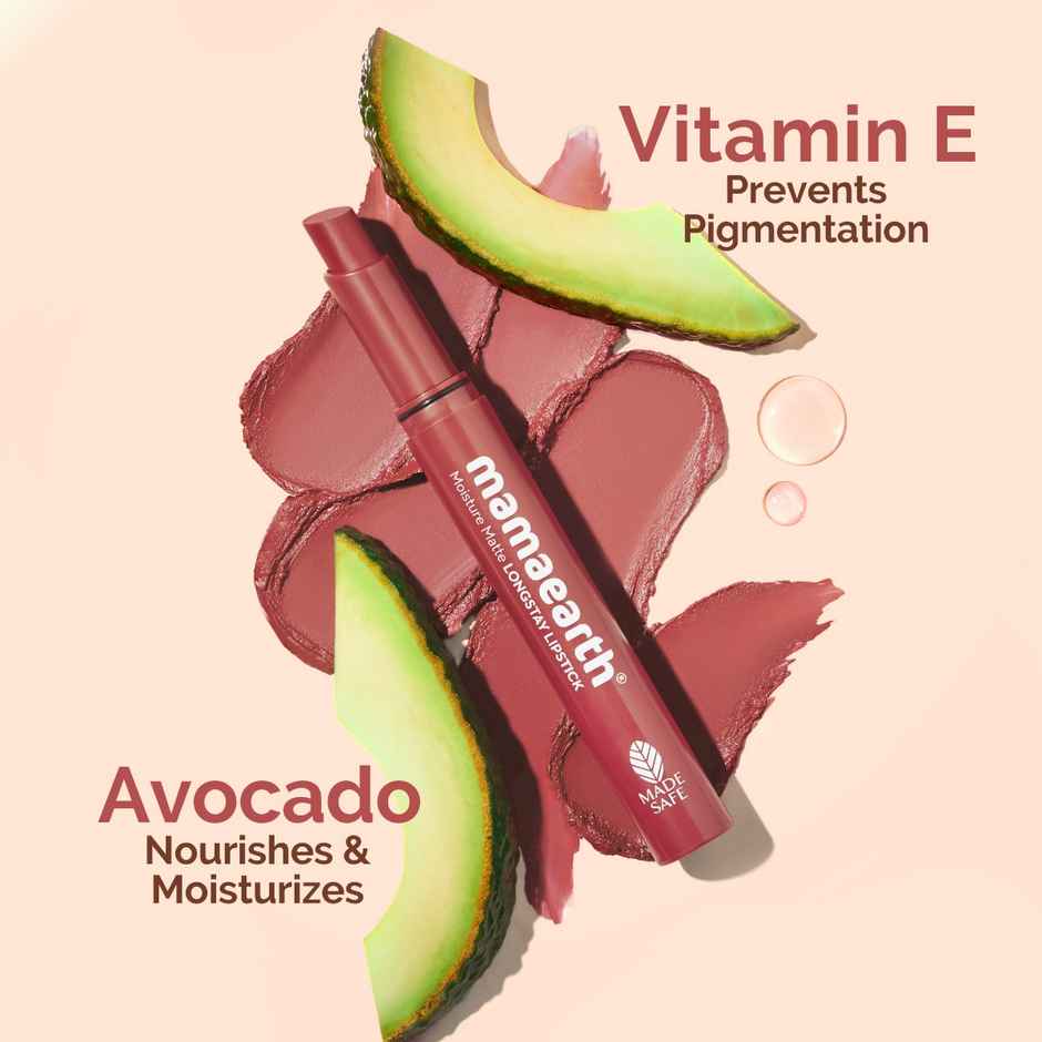 Mamaearth Moisture Matte Longstay Lipstick With Avocado Oil & Vitamin E - Bubblegum Nude