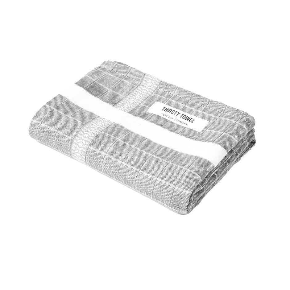 Thirsty Towel by Doctor Towels Double Cloth Cotton Bath Towel Solid | 70 X 140 cm - Grey