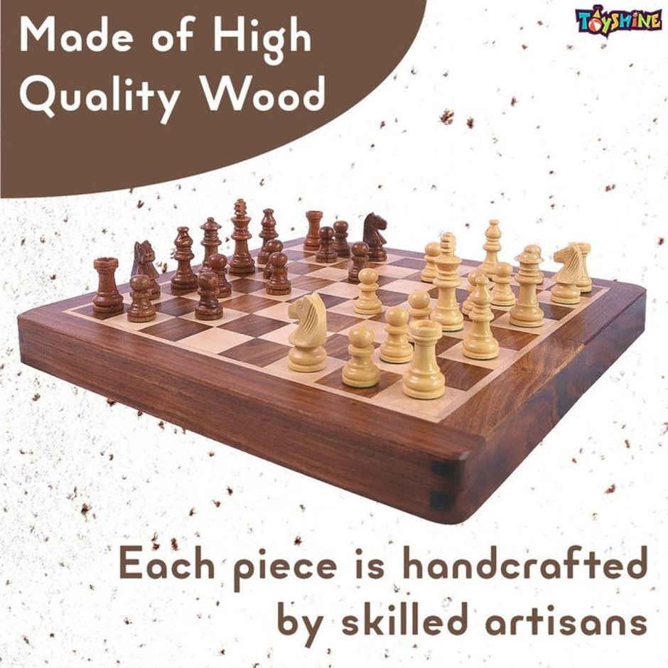  Toyshine 10 X10 Inche Wooden Folding Sheesham Magnetic Chess Handcrafted Portable Queens For Adults & Kid