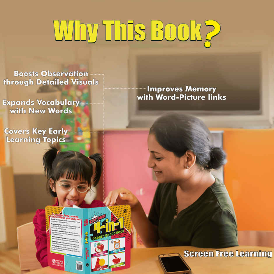 Kids' First 4 In 1 Board Book L Colors, Shapes, Alphabet, Numbers L Early Learning