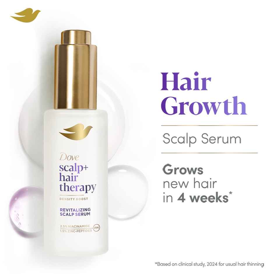 Dove Scalp+Hair Density Boost Serum: 2.5% Niacinamide & 1.5% Zinc Peptides For Revitalizing Scalp