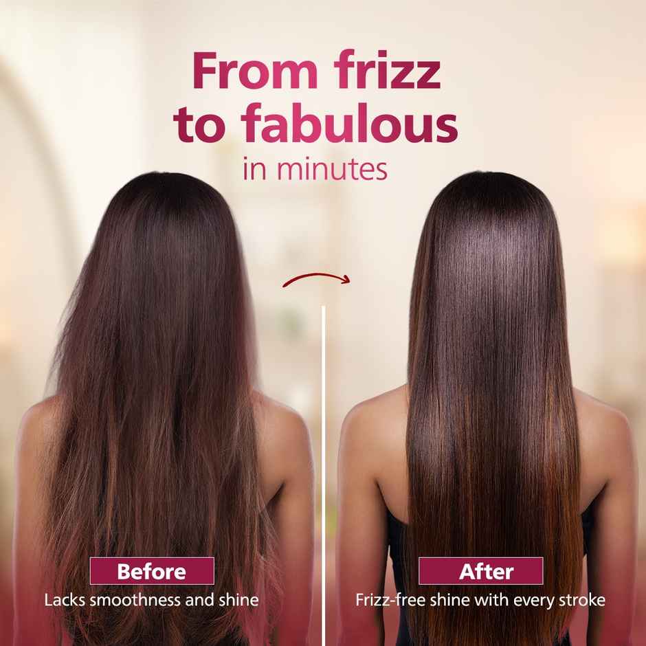 Philips India's No.1 Hair Styling Brand -Hair Straightener Brush|5X less Frizz - 5 mins,BHH730 Wine
