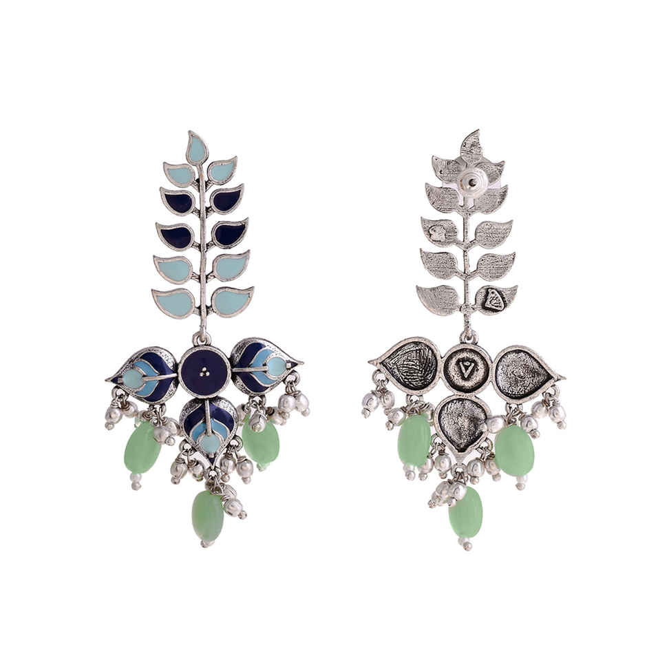 Voylla Bagh E Fiza Leaves Long Drop Earrings