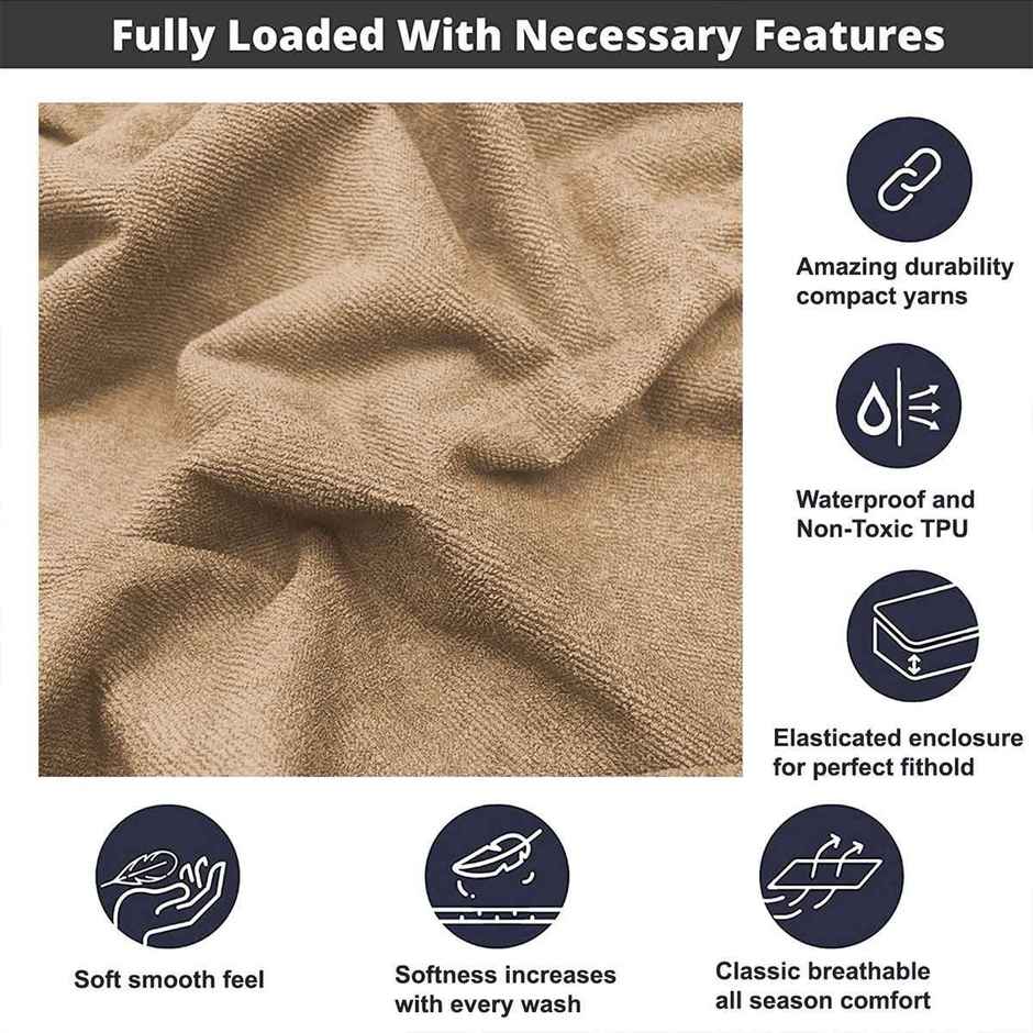 Sassoon Double Size Bed Mattress Protector | 6 x 6 Feet | Beige