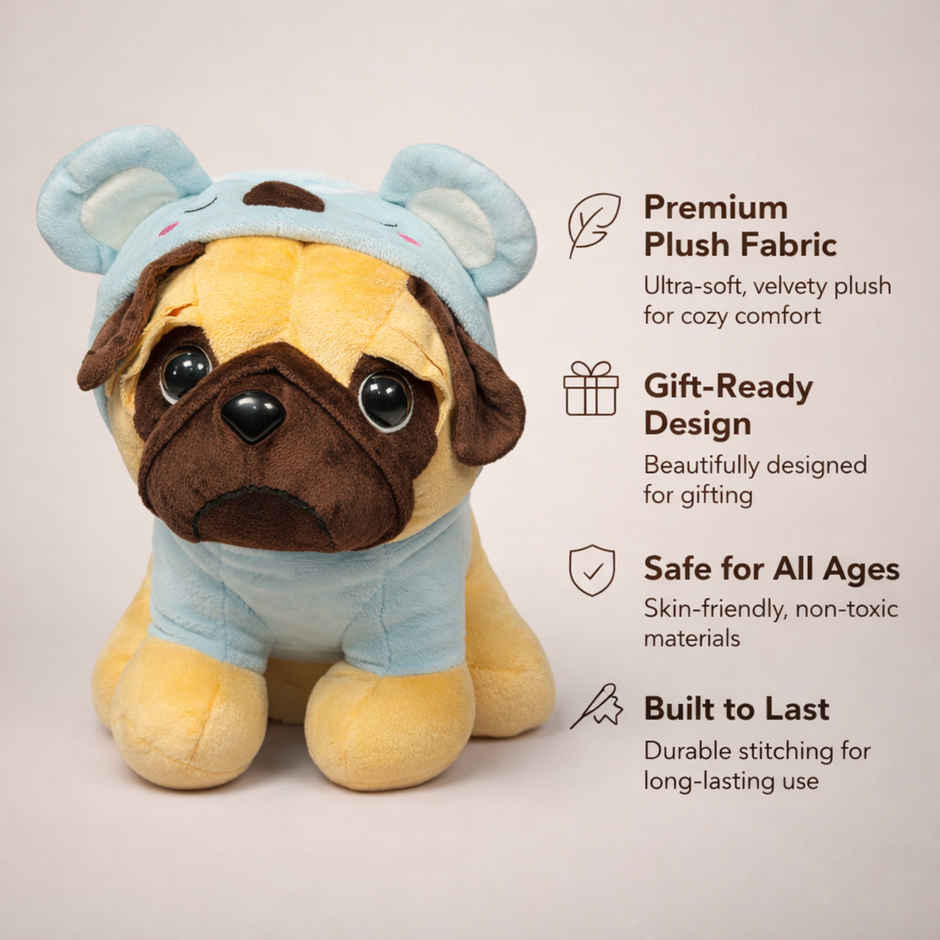 ZooWee Cute Blue Pug with Koala Hoodie Plush 30 cm