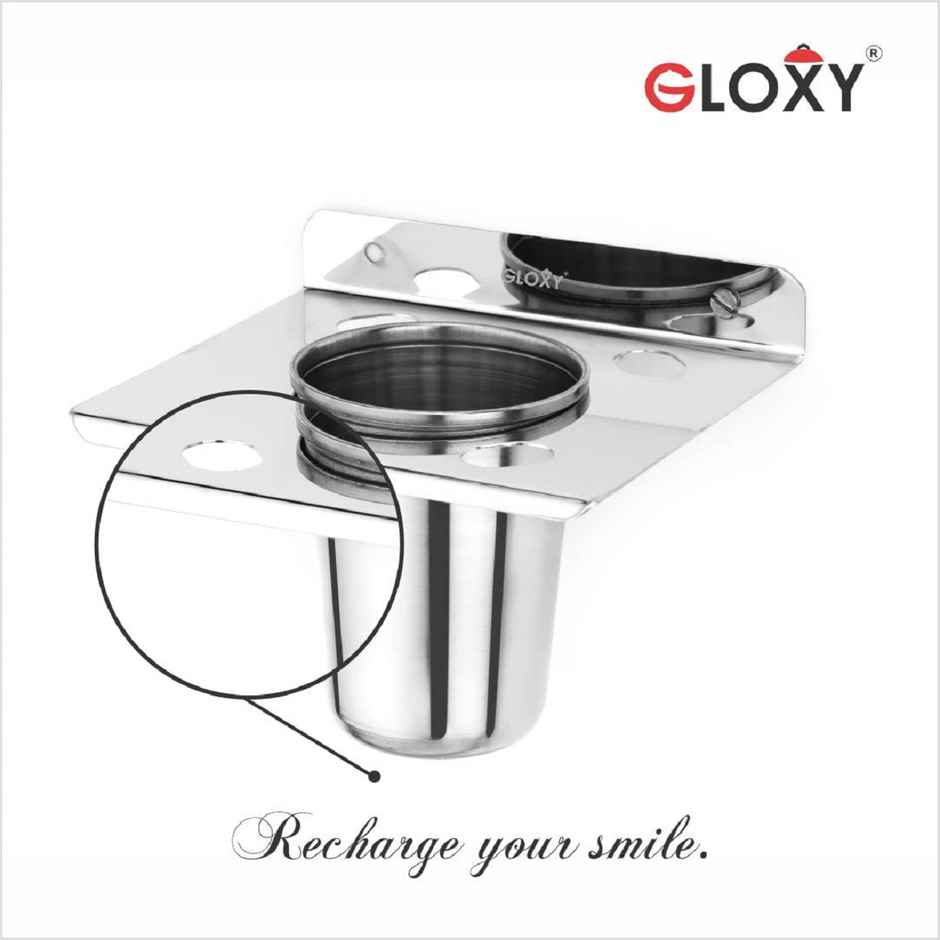 GLOXY Wall Mount Stainless Steel Toothbrush/Tumbler Holder, Usable for Bathroom and Wash Basin Area