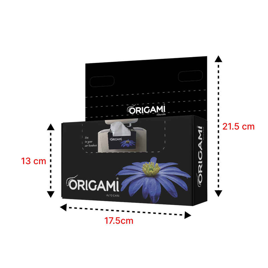 Origami 2 Ply Car Tissue Box, Fits Perfectly in Headrest | 100 Pulls