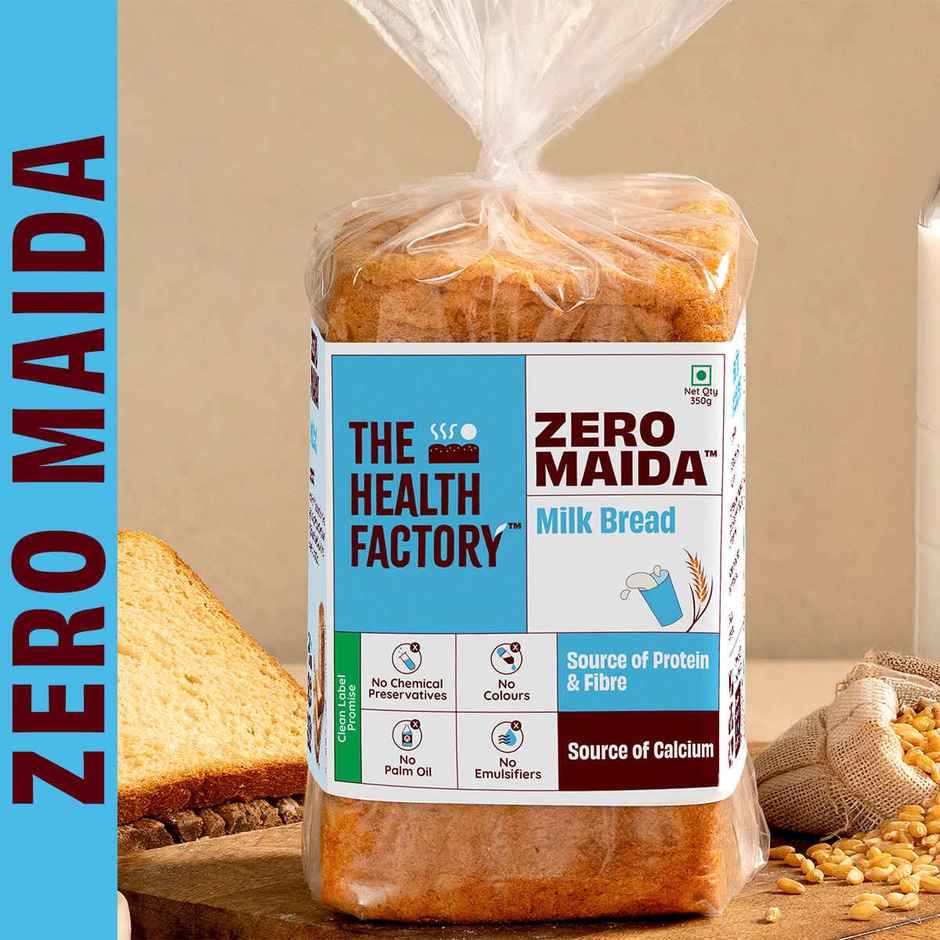 The Health Factory Milk Bread | Zero Maida | Source of Calcium & Fibre | Whole Wheat Bread