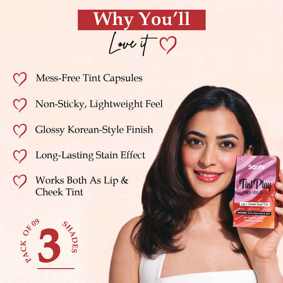 Sanfe Tint Play Mini Vault | Lip + Cheek Dual Tint | 3 Shades