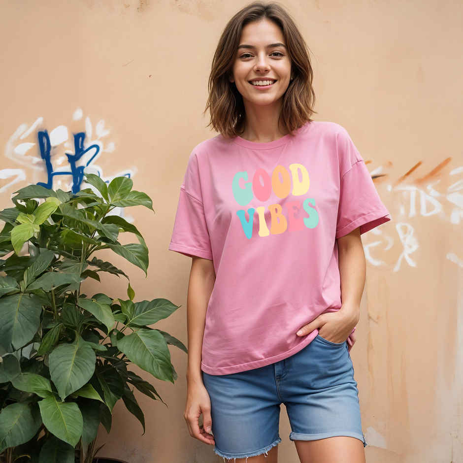 Smartees Women's Oversize Printed T-shirt | WW - 2051 | Pink - S