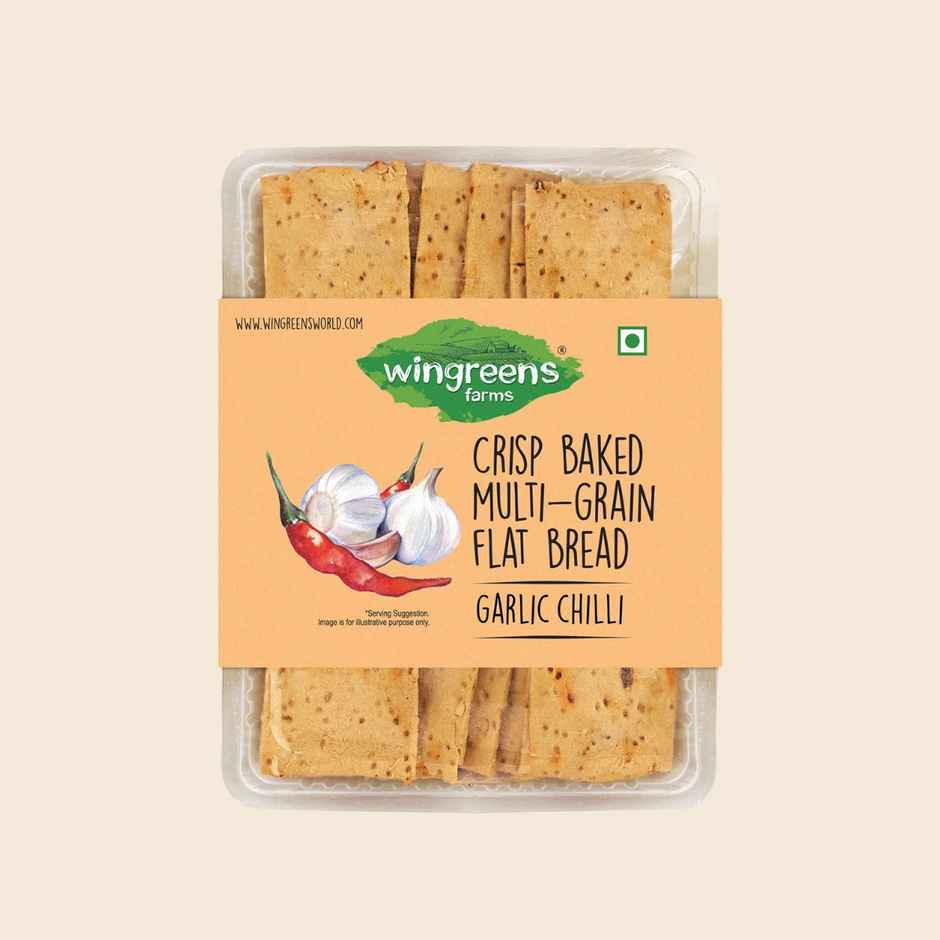 Wingreens Farms Crisp Baked Multi-Grain Flat Bread - Garlic Chilli