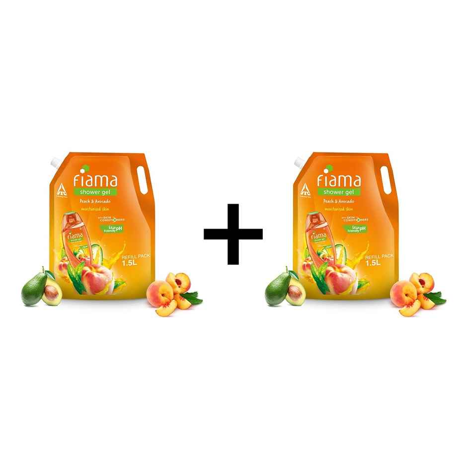 Fiama Shower Gel Peach & Avocado, Body Wash with Skin Conditioners for Soft Moisturised Skin, Pouch Combo