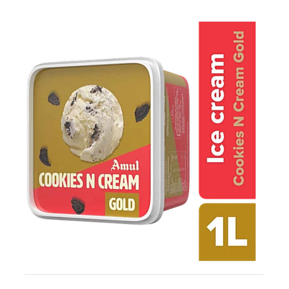 Amul Gold Cookies & Cream Ice Cream Tub | Smooth & Indulgent