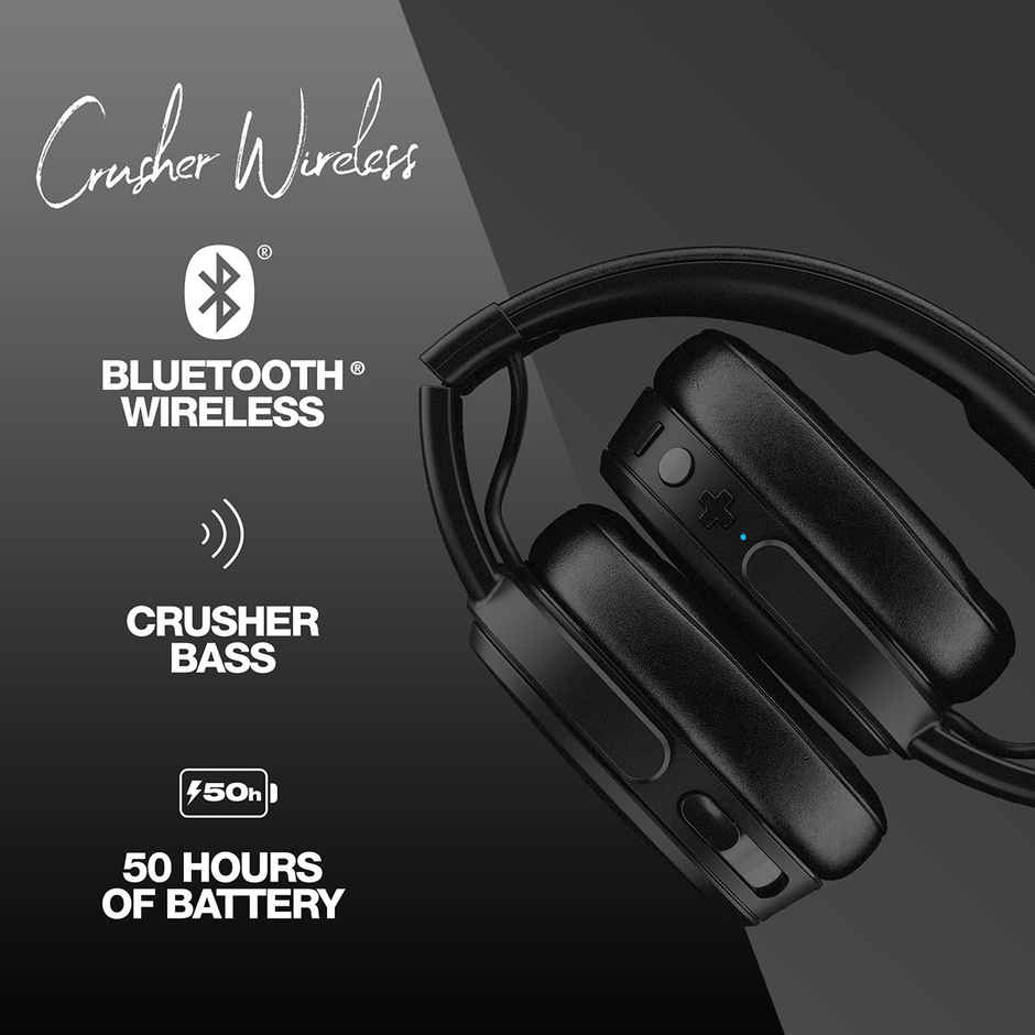 Skullcandy Crusher Over-Ear Wireless Headphones with Sensory Bass | 50 Hr Battery- Black