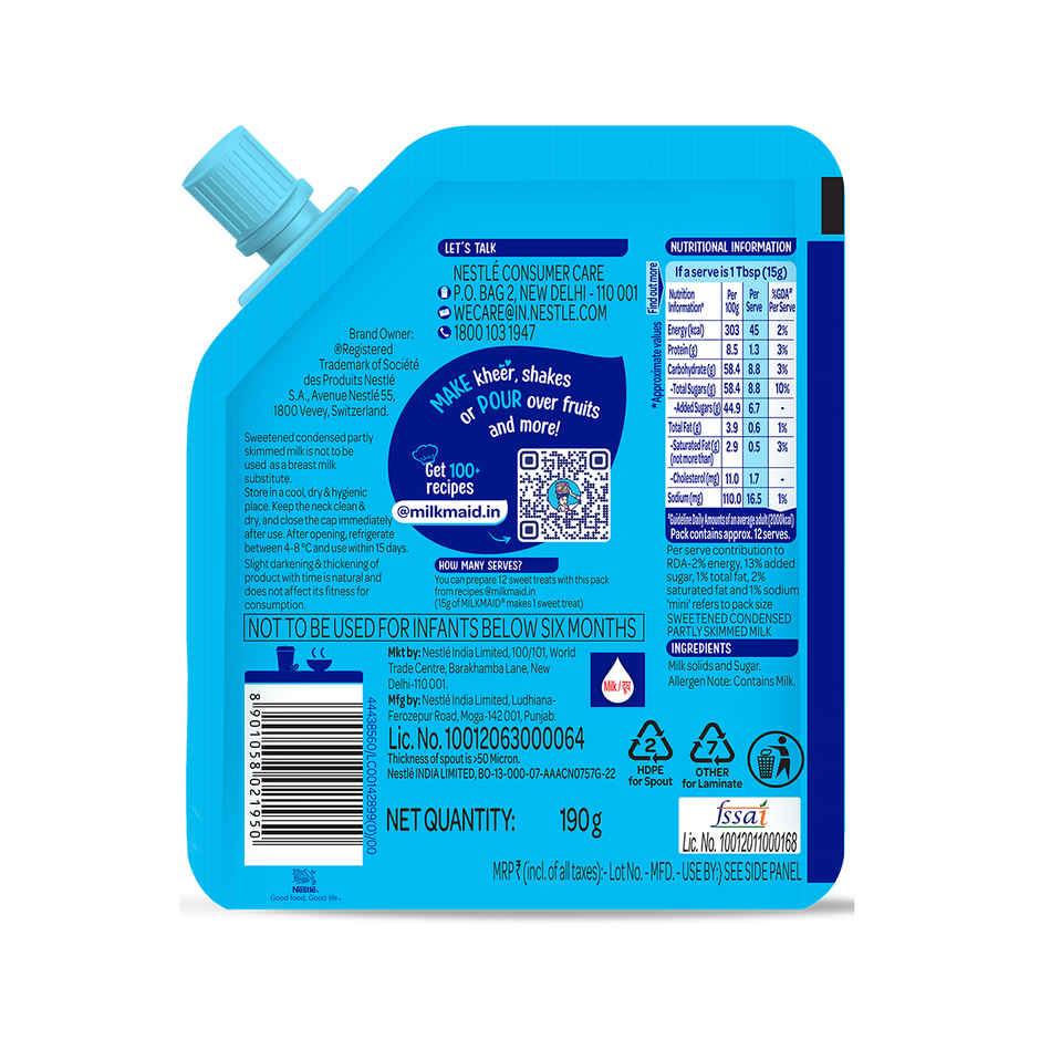 Nestle Milkmaid Mini | Sweetened Liquid Condensed Milk | Rich & Creamy