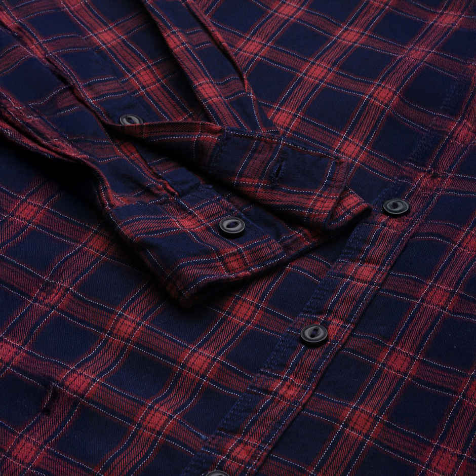 The Indian Garage Co Adult Men's Slim Fit Shirt | Navy & Red - M