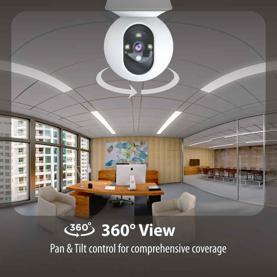 CP PLUS EZ-P34Q 3MP Wi-Fi PT Camera | 30M IR, Color Night Vision White LED & Google Home Support