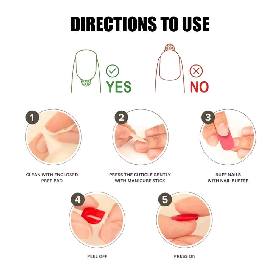 Sanfe Instant Stick On Nails-French Tip | Press On Nails Kit | Artificial Nails Set