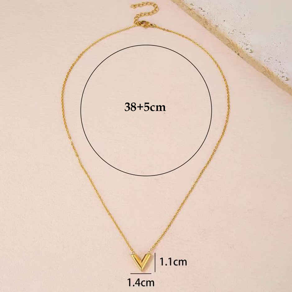 Label She Gold Plated Stainless Steel Anti Tarnish V-Shaped Pendant Necklace | LS-PS-26448