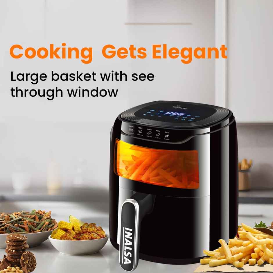 INALSA Air Fryer 1400 W Tasty Fry DW 4.2 ltr ,Air-Fryer with Window Display,8 Preset & Digital