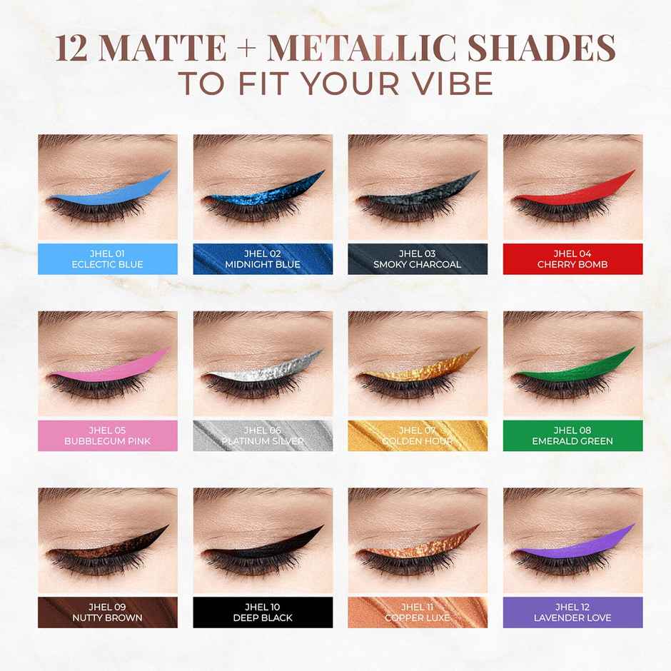 Just Herbs Liquid Eyeliner Smudgeproof, Waterproof, lasts upto 24 Hrs, Deep Black