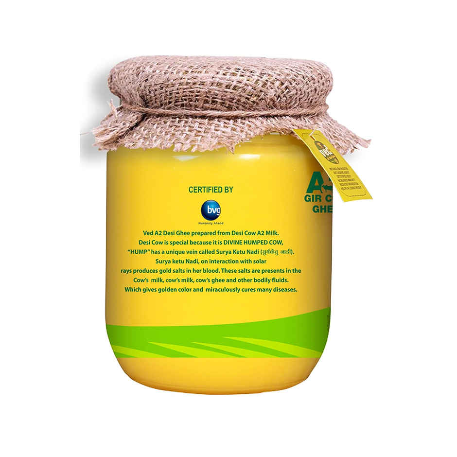 Ved A2 Desi Gir Cow Cultured Ghee Glass Bottle