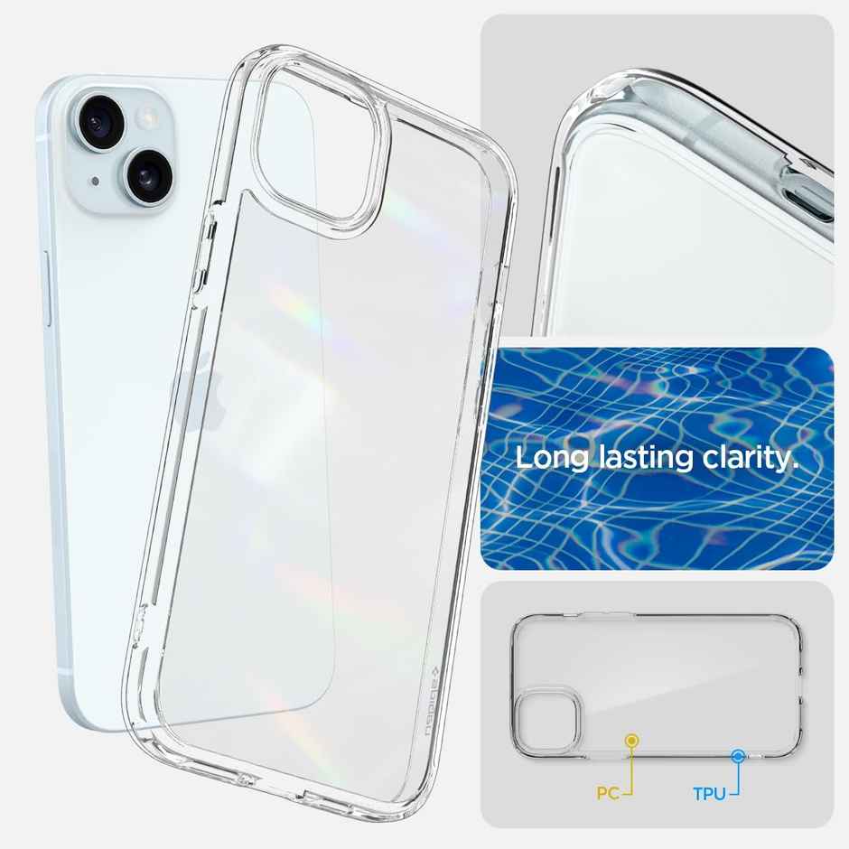 Spigen Ultra Hybrid Back Cover Case Compatible with iPhone 15 (TPU + Poly Carbonate | Crystal Clear)