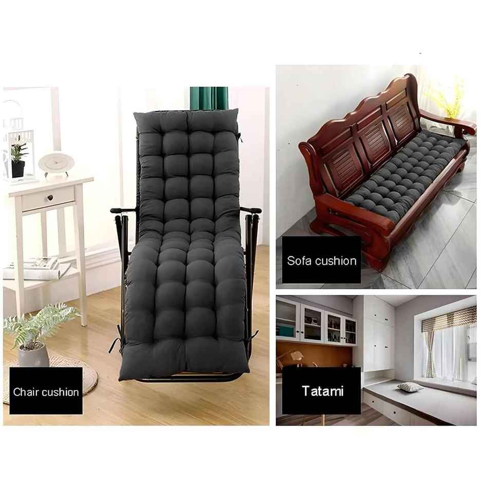 Kuber Industries Microfiber Cotton Cushion Pad | Long Chair Pad for Indoor/Outdoor | Black