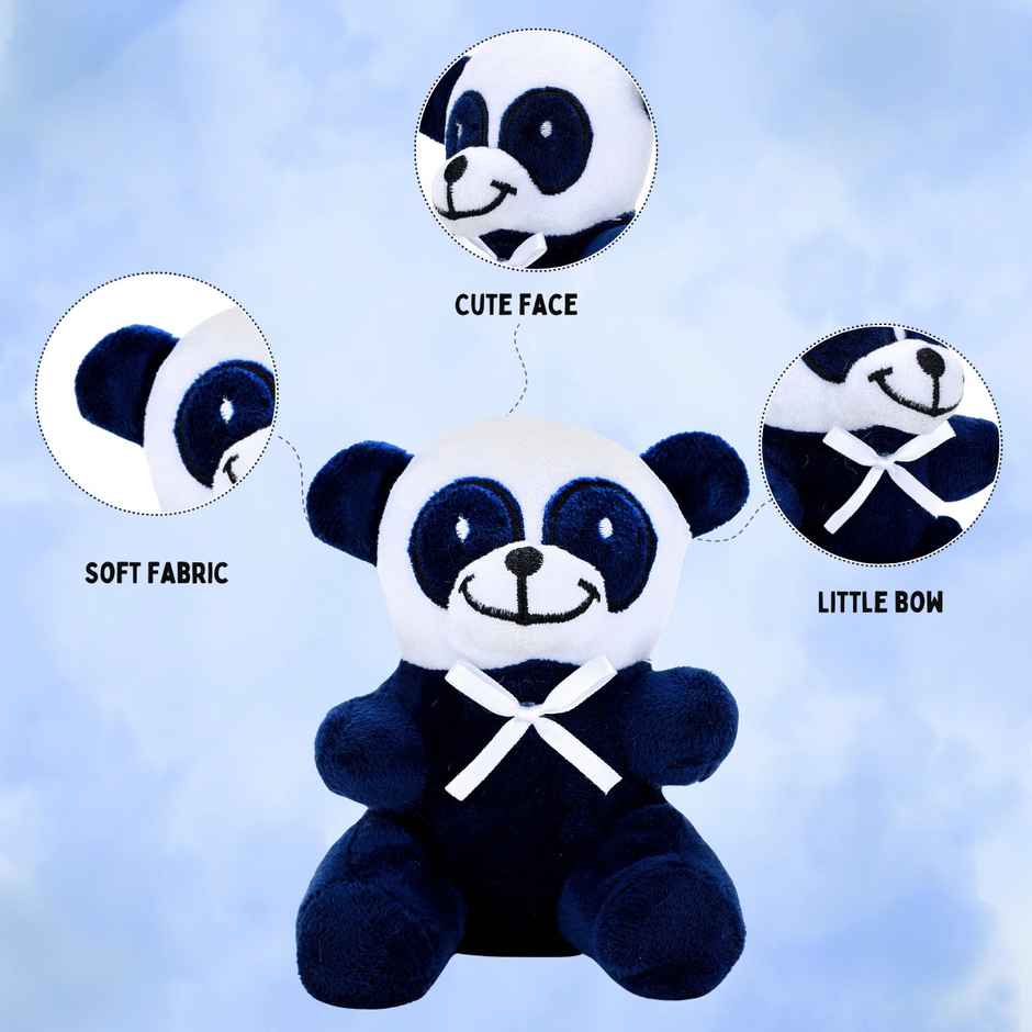 ToyTales Mini Panda Teddy Bear Soft Toy | Plushie Stuffed Animal Toys | Birthday Gift for Kids | Black | 19cm