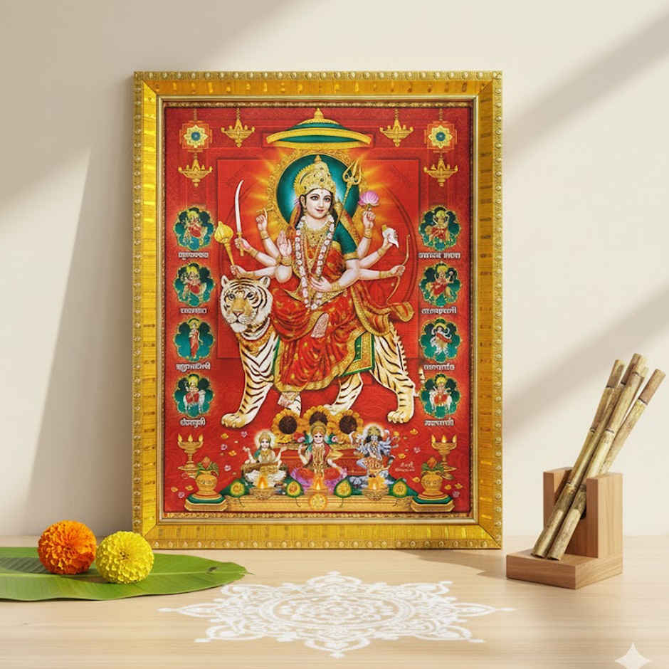 Divine Vibes Durga Photo by | Multicolor | 6 x 8 Inch | Aravi