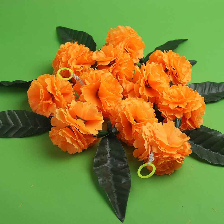 Wall Hanging - Aam Patta Flower Toran | Orange & Green | Gullak