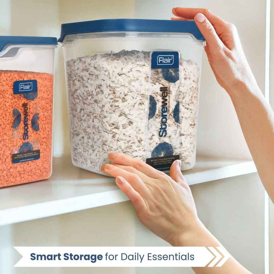 Flair Plastic Storewell Food Storage Containers 8000 ml (Blue), Food Grade, Bpa Free, Spices Grains