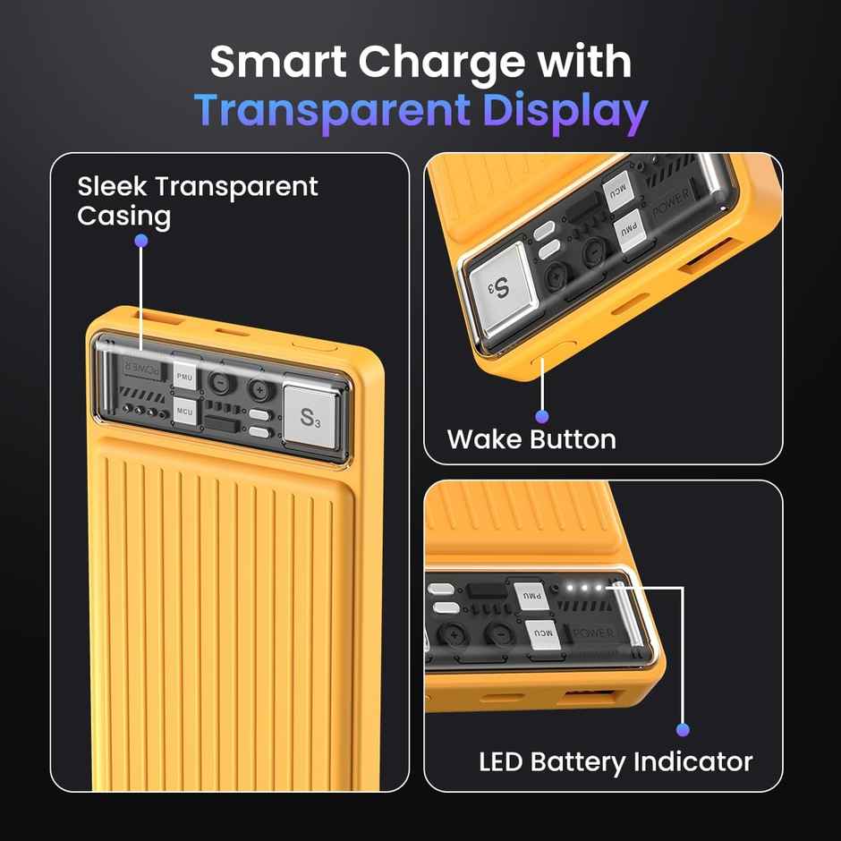Portronics Luxcell 10000 mAh 22.5W Fast Charging Power Bank - Yellow