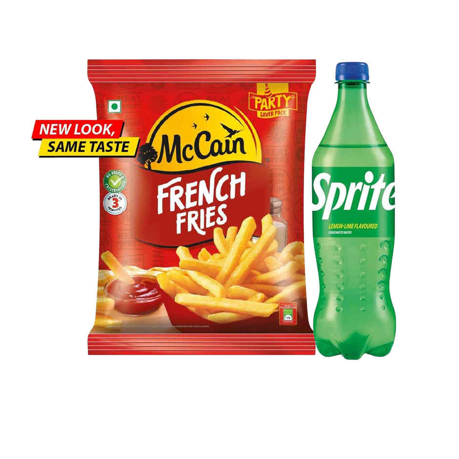 Mccain French Fries | Crispy & Ready To Cook 1kg & Sprite Lemon Soft Drink | Carbonated Beverage (750ml) Combo