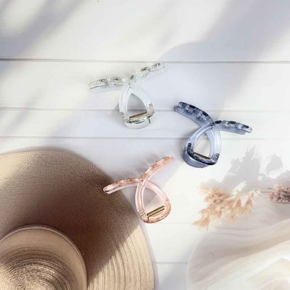 The Opal Factory | R Shape Claw Clip for Girls and Women | Set of 3 | Medium | Multi Color